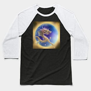 Gold Dragon Flying Through Wormhole Baseball T-Shirt